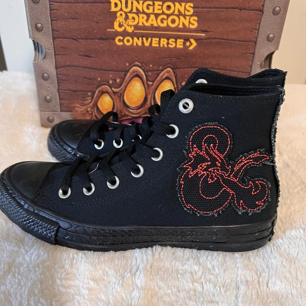 Converse Dungeons and Dragons High Top Sneakers Black Red D20 Logo Unisex M6/W8 - Picture 8 of 11
